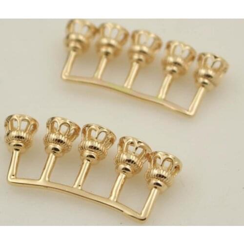 10pcs Flower Charms Beads Caps High Quality Brass Metal Gold Silver Color DIY Stuffs Bride Hair Jewelry Accessories