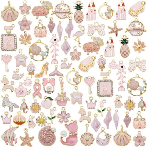 Julie Wang 10PCS Enamel Charms Random Mixed Star Fruit Animal Flowers Alloy Pendants Necklace Earrings Jewelry Making Accessory