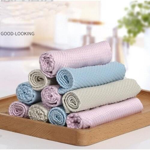 10Pcs Fish Scale Microfiber Polishing Cleaning Cloth,Kitchen Dish Towels Household Cleaning Tools Window Mirrors Lint Free Towel