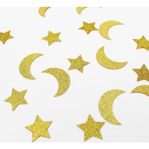 100 Pcs/pack Star Moon Glittler Paper Confettis Wedding Baby Shower Kids Birthday Party Decorations Eid Mubarak Party Supplies