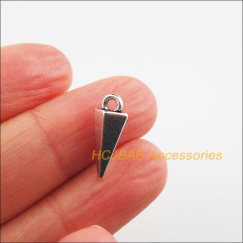 30 New Triangular Charms Tibetan Silver Color Cone Pendants 7x16mm