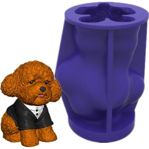 3D Toy Cute Dog Epoxy Resin Mold Ornaments Home Decorations Casting Silicone Mould DIY Crafts Plaster Candle Mold T84A