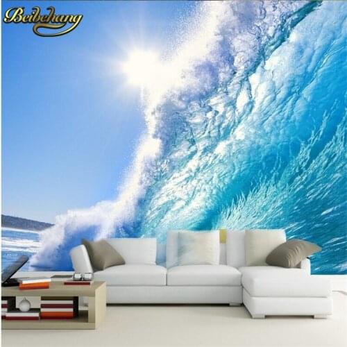 Beibehang Custom 3d painting art for living room Deep Blue Sea surf ocean mural TV backdrop photo wallpaper for wall paper mural