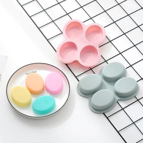 4 Cavity Oval Silicone Soap Molds For Soap Making 3D Handmade Soap Forms Tray Mould Soap Making Supplies