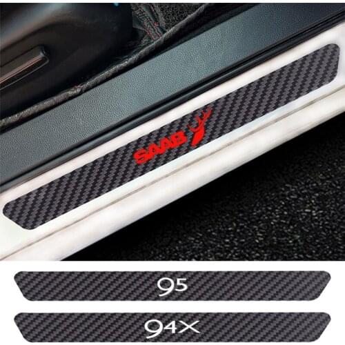 4PCS Car Door Sill Anti kick Stickers Carbon Fiber Auto Door Sticker For Saab 9-1 9-3 9-4 9-5 9-9 900S 9000 Hirsch Sonett