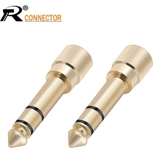 4pcs Gold-plated adapter Jack 6.35mm 3pole stereo male plug with inside screw to 3.5mm jack stereo female socket converter
