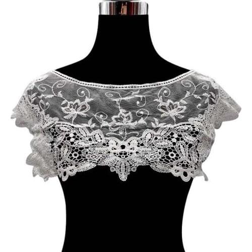 5Pcs embroidery lace collar fabric sewing applique DIY guipure white black mesh tulle neckline wedding decor free shipping