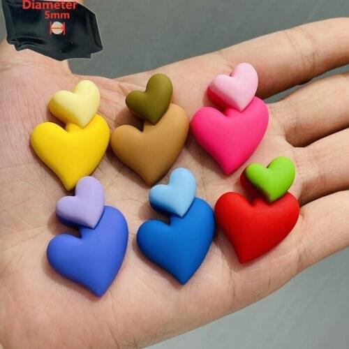 6PCS Resin Cute Cartoon Fridge Magnetic Sticker Colourful Double Heart Refrigerator Magnets Kawaii Stationery Toy Photo Wall