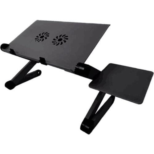 Aluminum Laptop Computer Notebook Stand Foldable Table Desk Tray Cooling Fan for Bed Lap PC Mouse Holder