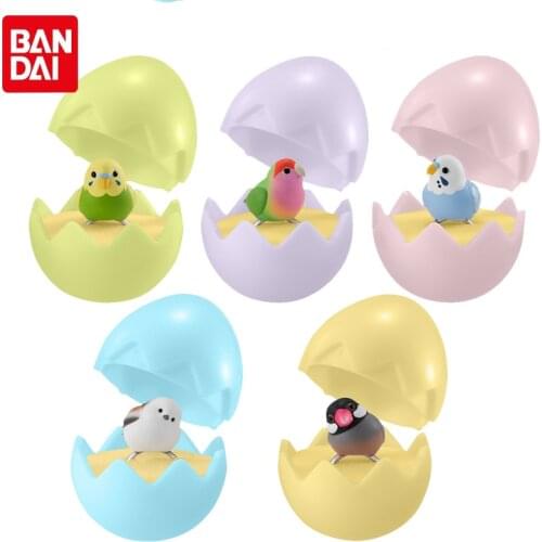 Bandai Genuine Gashapon Toys Cute Small Bird Ring Gacha White Java Sparrow Melopsittacus Undulatus Action Figure Model Dolls