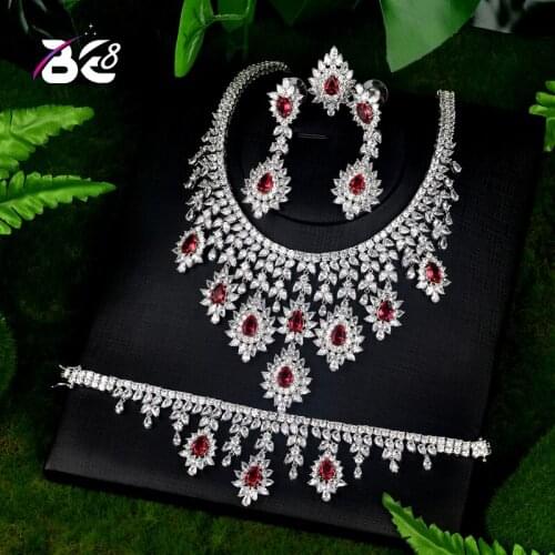 Be 8 AAA CZ Classic Design Luxury Bridal Wedding Jewelry Sets Women 4pc Set Copper Bridal Jewelry Sets Parure Bijoux Femme S075