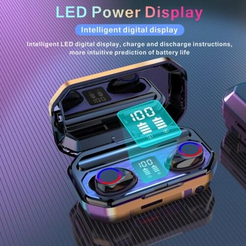 M12 Bluetooth TWS Multifunction Wireless Headset LED Power Display Earphone With Flashlight Headphones 9D Surround Earbuds