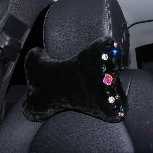 Color diamond Plush Auto Car Seat Neck Pillow and Waist Pillow Protection Safety Auto Headrest Support Rest Cushion Accessories