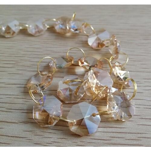 14mm 50Meters Gold Champagne Decorative Wdding Crystal Garland Color Champagne High Quality Glass Garland