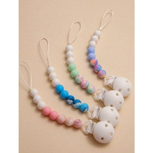 Baby Silicone Planet Bead Pacifier Chain With Clips Newborn Teething Toys Nipple Holder Teether Accessorie Infant Birth Gifts