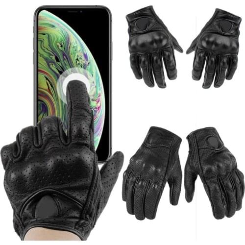 Men Full Finger Solid/Hollow Touch Screen Motorcycle Racing Bike Cycling Gloves proteccion motociclista Support Wholesale