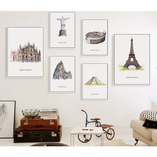 Elegant Poetry The Worlds Logo Architectural Landscape Canvas Painting Art Print Poster Picture Wall Paintings Wall Decoration