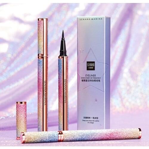 1pc Waterproof Starry sky Eyeliner Pencil 24 Hours Long-lasting Liquid Black Eye Liner Pen Non-blooming Smooth Eyes Makeup Tools