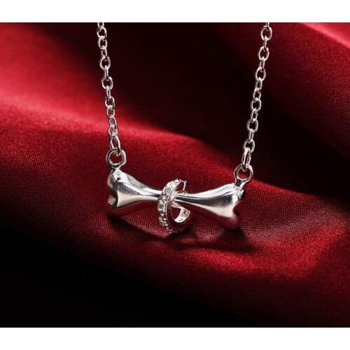 925 Sterling Silver 18 Inch Bone Pendant AAA Zircon Necklace For Women Man Fashion Wedding Party Charm Jewelry