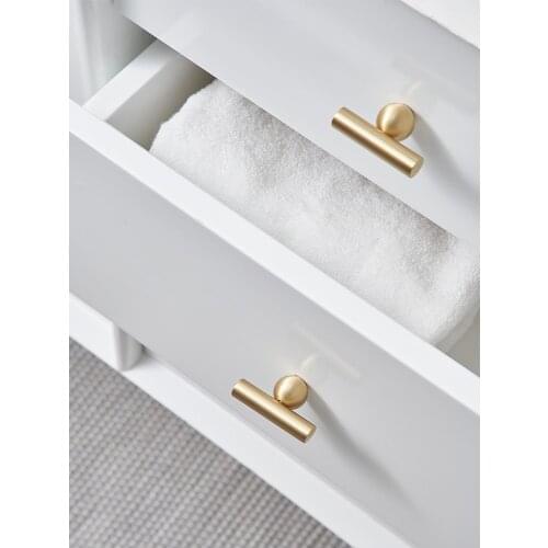 Brass creative handle modern simple drawer cabinet wardrobe door Nordic Light luxury cupboard pure copper gold long handle