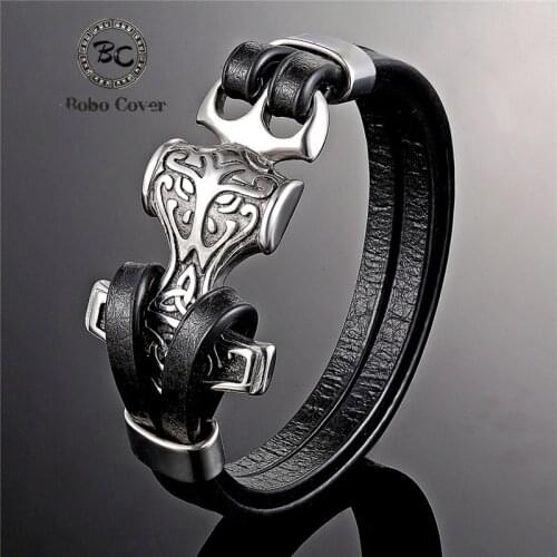 2021 Hot sale Punk Style Anchor Bracelet men women Genuine Leather Stainless steel Skull Eagle Bracelets Bangles Luxury Jewelry