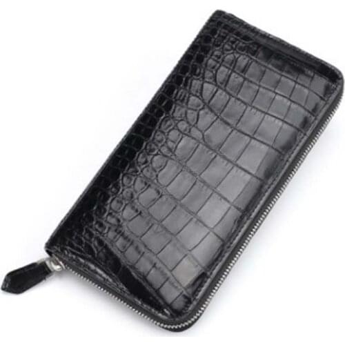 Hujingsha New Thai mens crocodile leather wallet business long men bag big bill clip multi Card Leather long men wallet