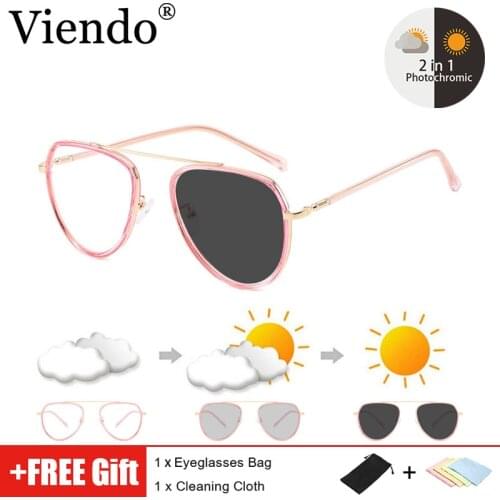 Vintage Photochromic Anti Blue Light Blocking Glasses Women Men Aviator TR90 Computer Eyeglasses Auto Color Changing Sunglasses