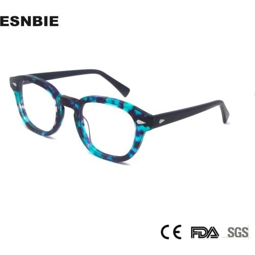 Acetate Green Glasses Frame Men Round Vintage High Quality Prescription Eyeglasses Women Myopia Optical Spectacle Retro Eyewear
