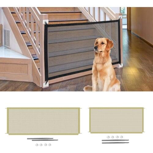 Ingenious Mesh Dog Fence for Indoor Outdoor Tall Pet Dog Gate Retractable Safety Guard Foldable Toddler Stair Gate Isolation