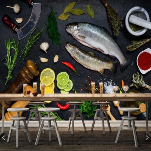Papel de parede Black squid seafood food 3d wallpaper,sushi shop restaurant bar living room kitchen fast food shop mural