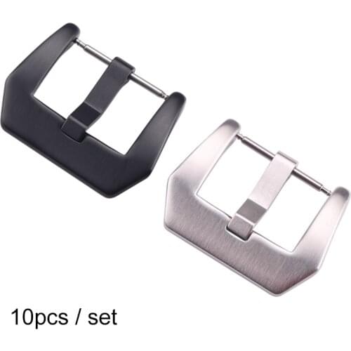Wholesale 10pcs/Set 20mm 22mm 24mm Stainless Steel Watch Buckle Black Silver Watchband Strap Clasp Band Accessories For Panerai