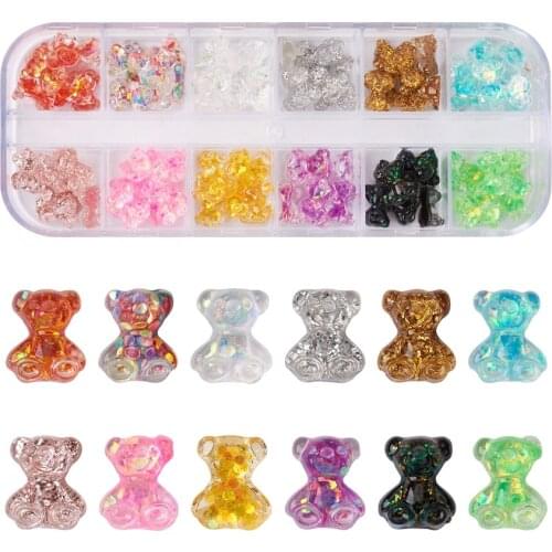 Mixed Color Bear Flatback Resin Cabochons For DIY Jewelry Making Handmade Headwear Earrings Pendants Nail Art Decorations