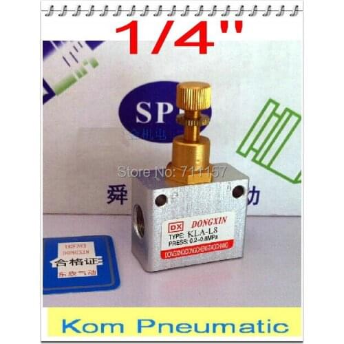 1/4" Thread KLA -08 Speed Control Flow Control Valve , Pneumatic Shuttle Valve 1/4 inch One-way Throttling Valve