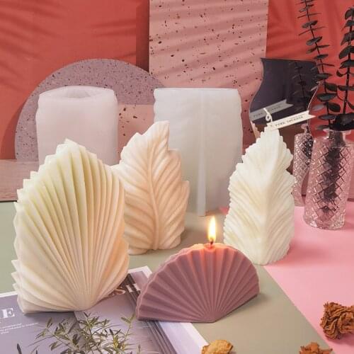 DIY Silicone Candle Mold Leaf Scented Candle Making Resin Molds Geometric Large Scallop Candle Soap Plaster Wax Mold Home Decor