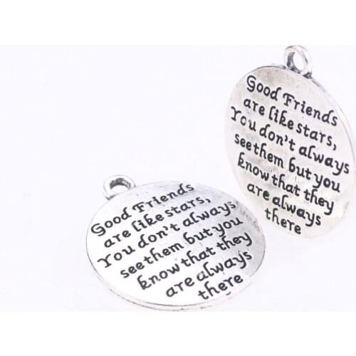 20pcs/lot" Good Friends are like stars,You don't always see them they are always there Message Charms fashion jewelry