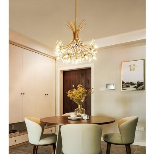 Modern Crystal Romantic Dandelion Chandelier Flower Living Room Dining Room LED Pendant Light Decor Fixture PA0452