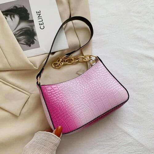 Candy Color Underarm Bags For Women Alligator PU Leather Female Chain Shoulder Crossbody Bag Fashion Brand Armpit Small Handbags