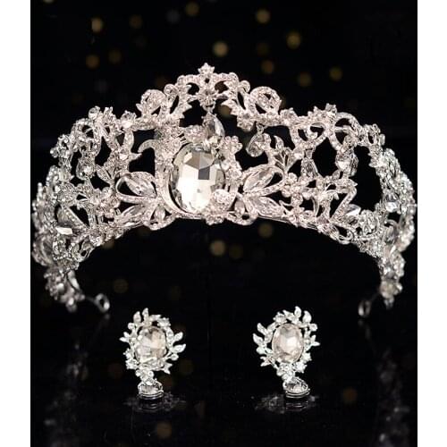 Bride Retro Palace Crown Luxury Full Crystal Embedded Tiara Birthday Wedding Headdress Hair Accessories