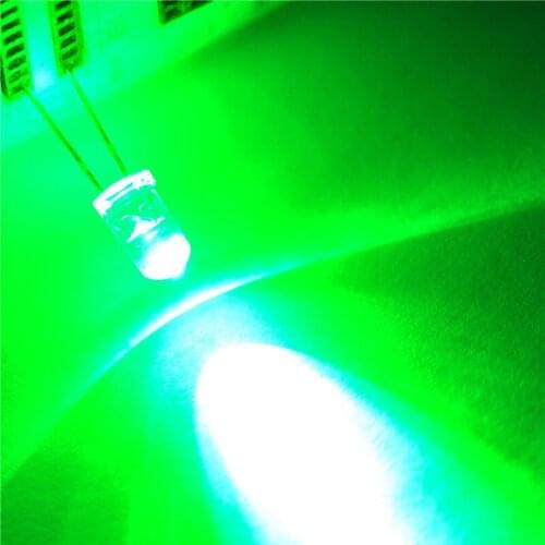 LED light-emitting diodes 5MM round white hair green light (50pcs)