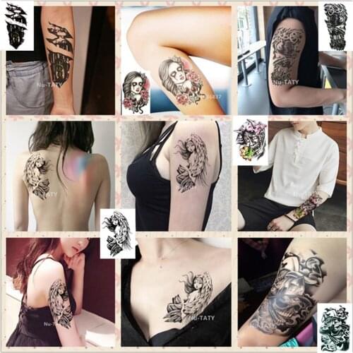Nu-TATY Waterproof Temporary Sticker Dark Devil Skull Series Mummy Angel Fiery Devil Devil Hunter Body Men Fake Tattoo Stickers