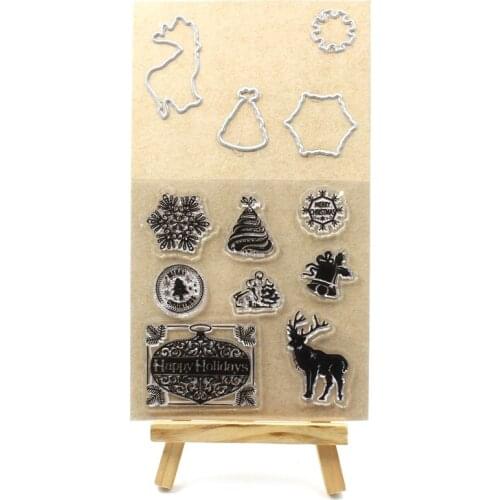 YPP CRAFT Merry Chritmas Transparent Clear Silicone Stamp And Cutting Dies Set for DIY scrapbooking/photo album Decorative 1016