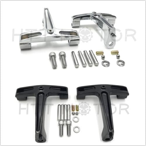 Motorcycle parts Black Passenger Floorboard Mounts Mounting Bracket For Harley Davidson Street Glide FLH Road King Touring 93-08