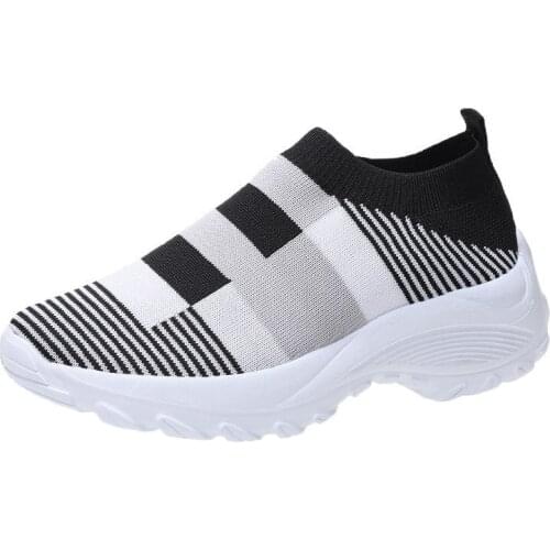 Llogai New Womens Casual Shoes Woman Mesh Running Shoes Platform Sneakers New Spring Knitted Flat Ladies Slip on Female Footwear