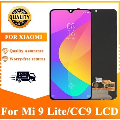 6.39'' Super AMOLED LCD For Xiaomi Mi 9 lite M1904F3BG Display Touch Screen Digitizer Assembly For Xiaomi CC9 LCD Replacement