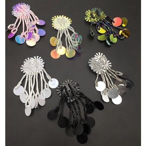 1 PCS Sequin Tassel Patches Applique Sew on Patch DIY for Clothes Shoes Bags Wedding Dress Earrings Patch DIY Decoration