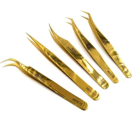 1 pcs Golden Vetus MCS Series Makeups Tweezers for Beauty Eyelashes Grip Picking Selection Works