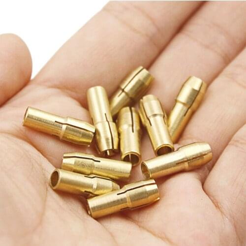 10pcs 0.5 0.8 1.6 2.4 3.2mm Brass Collet Mini Drill Chuck for Dremel Rotary Drill Lock Nut Tool Electric Grinder Copper Chuck