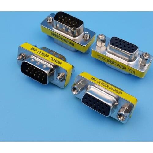 10Pcs DB15 VGA Male to Male / Female to Female 3Row 15Pin Mini Gender Changer Adapter Connector