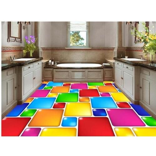 3D three-dimensional abstract grid floor pvc self-adhesive wallpaper Home Decoration 3d customized wallpaper