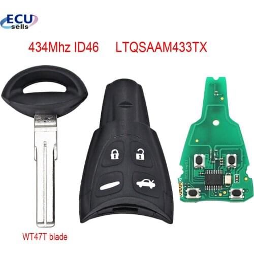 4 Buttons Smart Remote Key 434Mhz ID46 Car Key Fob For SAAB 93 95 9-3 9-5 WF Replacement Remote Key :LTQSAAM433TX